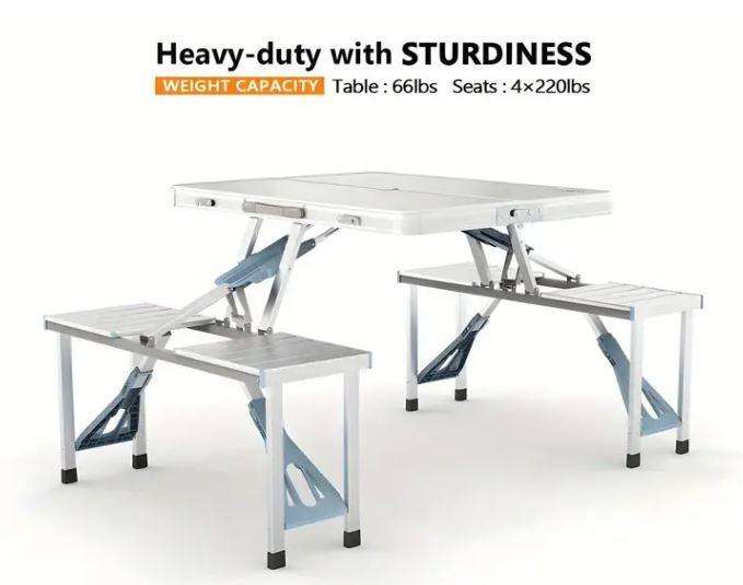 Portable Aluminum Alloy Folding Table and Chair Set Lightweight Camping Picnic Gear