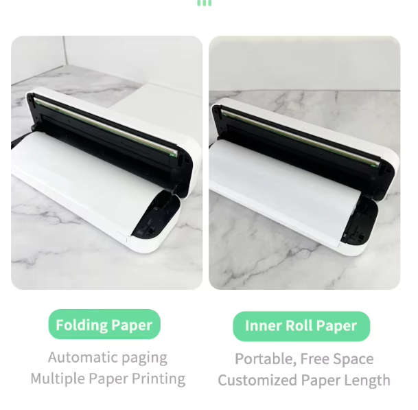 Portable A4 Thermal Inkless Black&White Paper & Tattoo Paper Printer + Paper Rolls