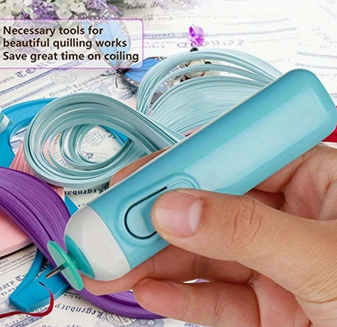 Electric Quilling Pen, 2-in-1 Slotted Paper Roller for Quilling Crafts, - PINK
