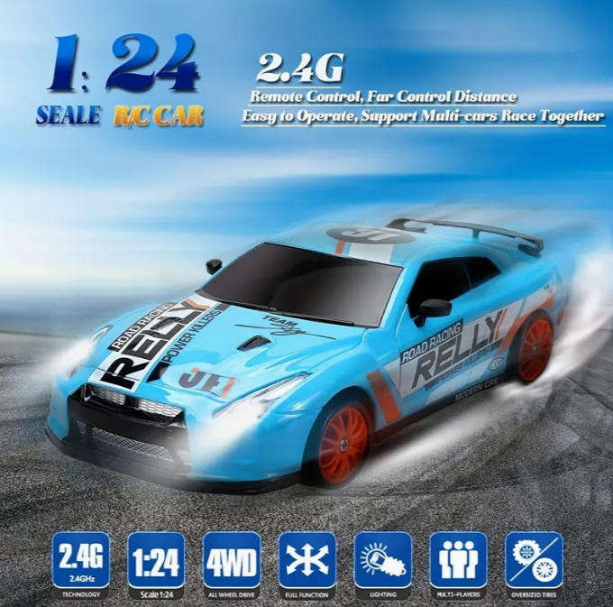 1:24 2.4GHz Electric Remote Control Car Rechargeable Drift Toy Car RC High-Speed Racing Car