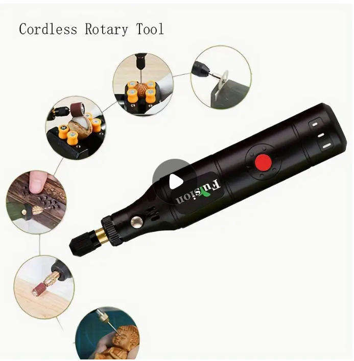 Compact Cordless Rotary Tool Kit - 3.7V, USB Rechargeable with 500mAh Lithium Battery, 3 Speeds