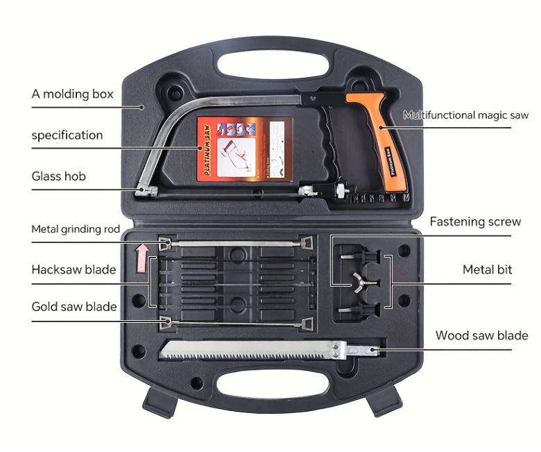 8-in-1 Multi-Purpose DIY Hand Saw Kit with Blades - Steel for Metal, Wood & Glass Cutting