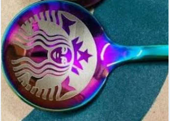 Starbucks coffee latte spoon stirrer - Oil Slick - set of 4 - teaspoon