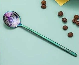 Starbucks coffee latte spoon stirrer - Oil Slick - set of 4 - teaspoon