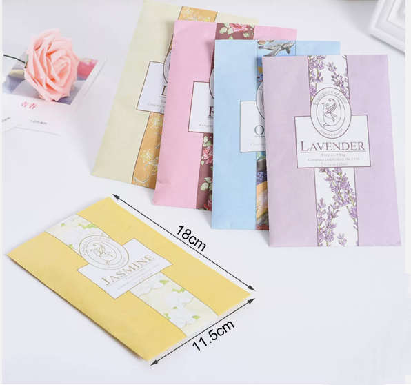 Scented Hanging Wardrobe Sachets Bag Freshener Fragrance Air Drawer - Pack of 5