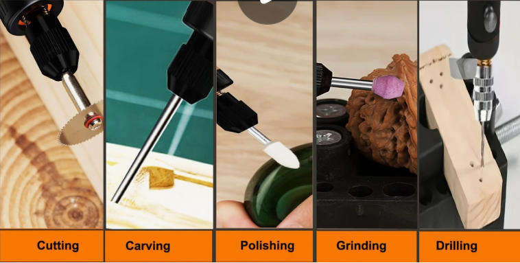 Compact Cordless Rotary Tool Kit - 3.7V, USB Rechargeable with 500mAh Lithium Battery, 3 Speeds