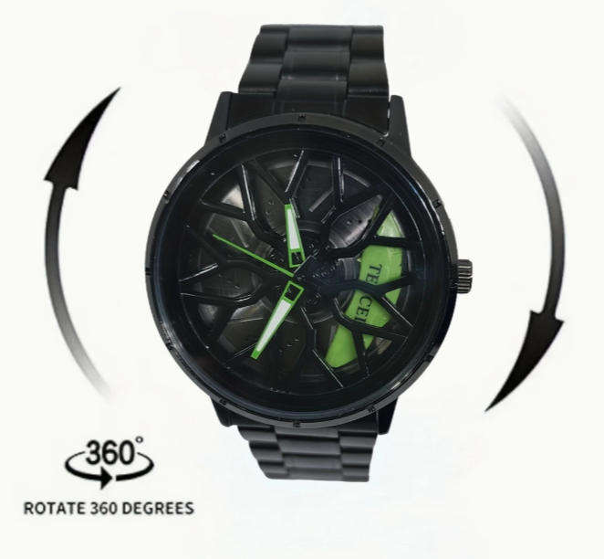 Men's Fashionable Casual Watch with 360° Rotating Bezel - black and White