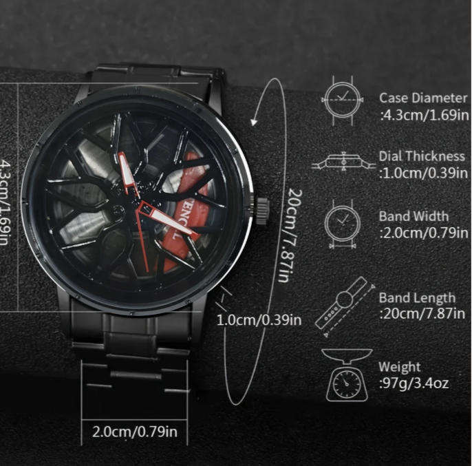 Men's Fashionable Casual Watch with 360° Rotating Bezel - black and White