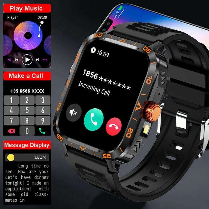 Smart Watch (Answer/Call) Outdoor Sports Watch LED Altimeter Barometer 100+Sports Mode