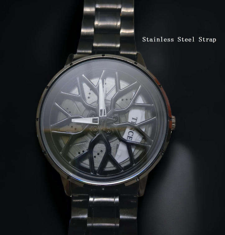 Men's Fashionable Casual Watch with 360° Rotating Bezel - black and White