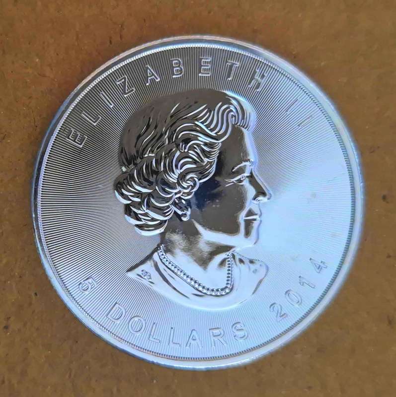 2014 Canadian Silver Maple Leaf Coin (capsule included)