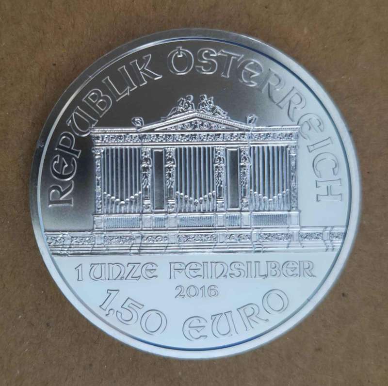 2016 Austrian Philharmonic Silver Bullion Coin (plus capsule)