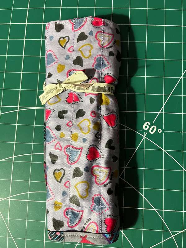 Handmade Roll-Up Crochet Needle Bag with 5 Crochet Hooks, Scissors & Measuring Tape (25cm x 35cm)