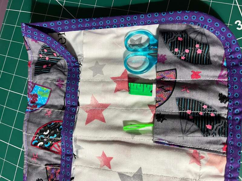 Handmade Roll-Up Crochet Needle Bag with 5 Crochet Hooks, Scissors & Measuring Tape (25cm x 35cm)