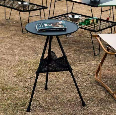 Outdoor Adjustable Table Round Camping Table Picnic Table with Storage Bag
