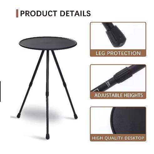 Outdoor Adjustable Table Round Camping Table Picnic Table with Storage Bag