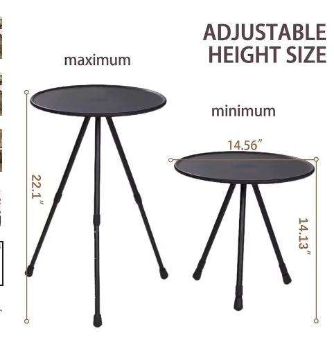 Outdoor Adjustable Table Round Camping Table Picnic Table with Storage Bag
