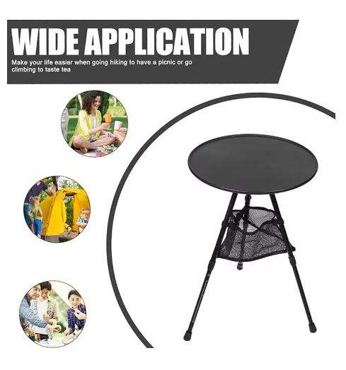 Outdoor Adjustable Table Round Camping Table Picnic Table with Storage Bag