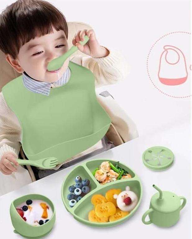 7-Piece Tableware Silicone Baby Dinner Dish Set