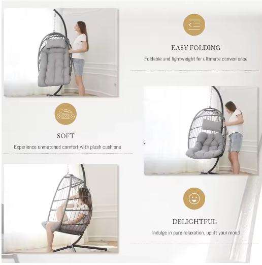Egg Chair for Indoor Outdoor Bedroom Patio Hanging Basket Chair Hammock