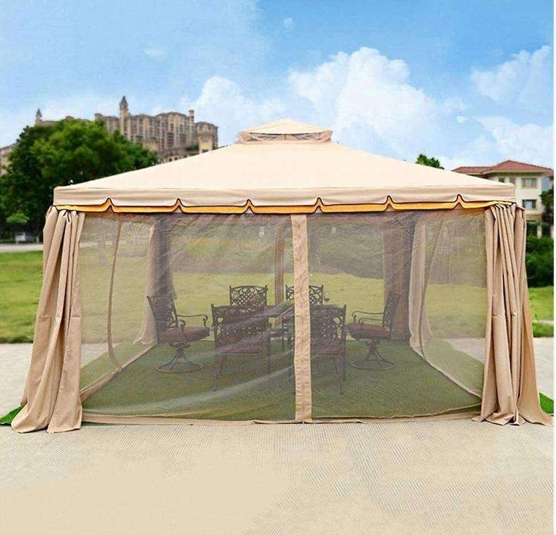 Deluxe Outdoor Gazebo with Mosquito Netting and Double Vented Roof