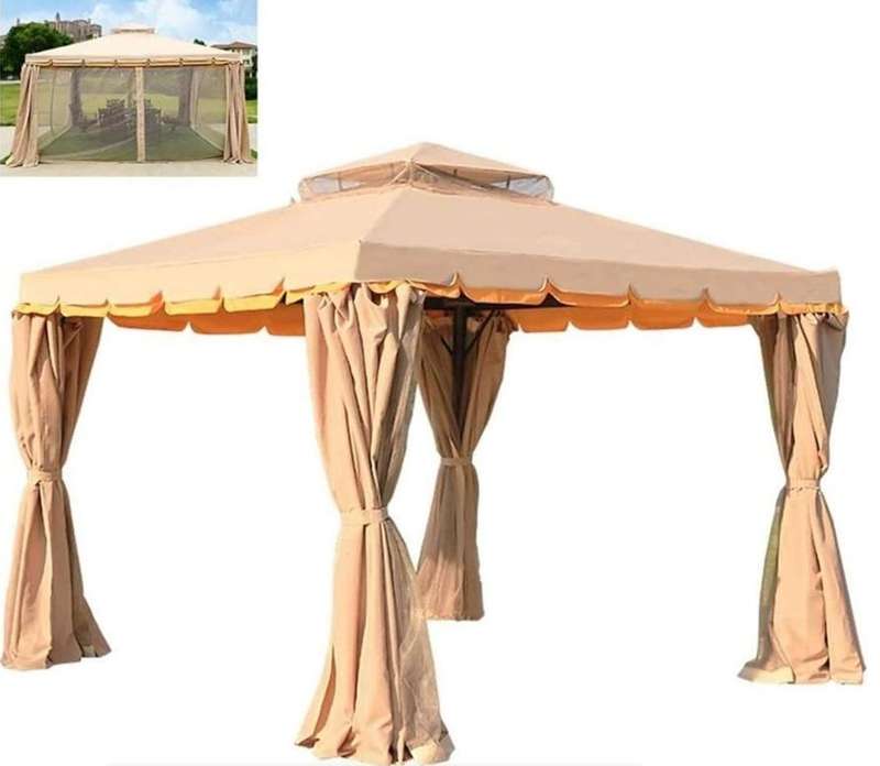Deluxe Outdoor Gazebo with Mosquito Netting and Double Vented Roof
