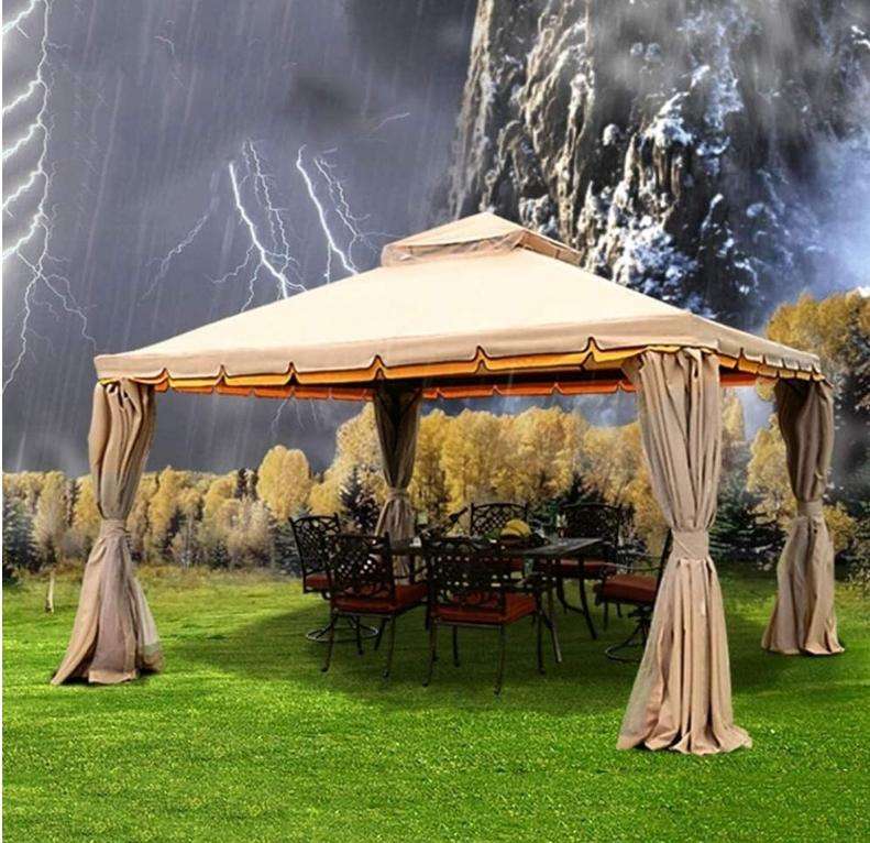 Deluxe Outdoor Gazebo with Mosquito Netting and Double Vented Roof