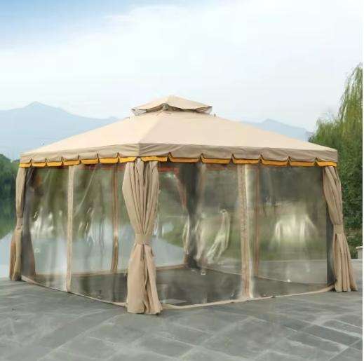 Deluxe Outdoor Gazebo with Mosquito Netting and Double Vented Roof