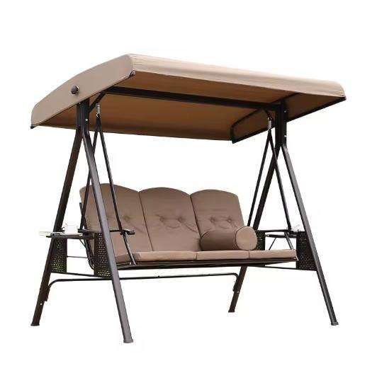 Tranquil Oasis: Outdoor Metal Swing Bench with Cushions