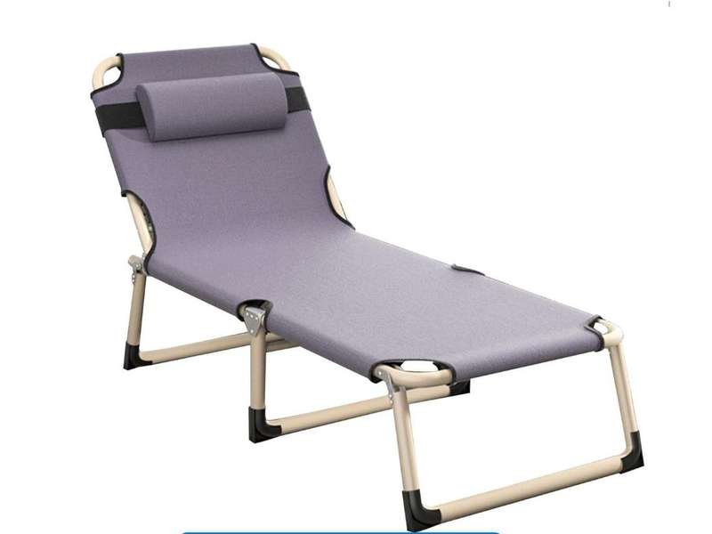 Reclining Foldable Outdoor Sun Lounger Cot Bed With Pillow