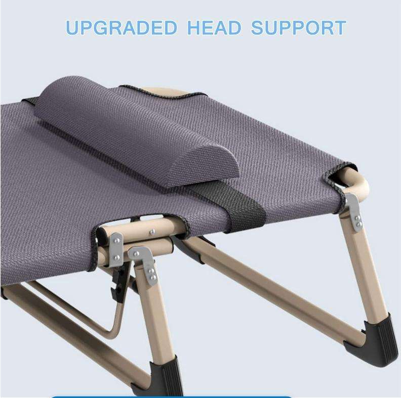 Reclining Foldable Outdoor Sun Lounger Cot Bed With Pillow