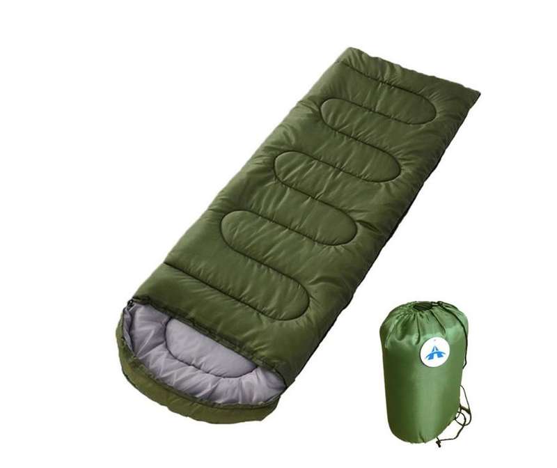 Alanes Hooded Camping Sleeping Bag for Outdoor Travel Hiking - Army Green