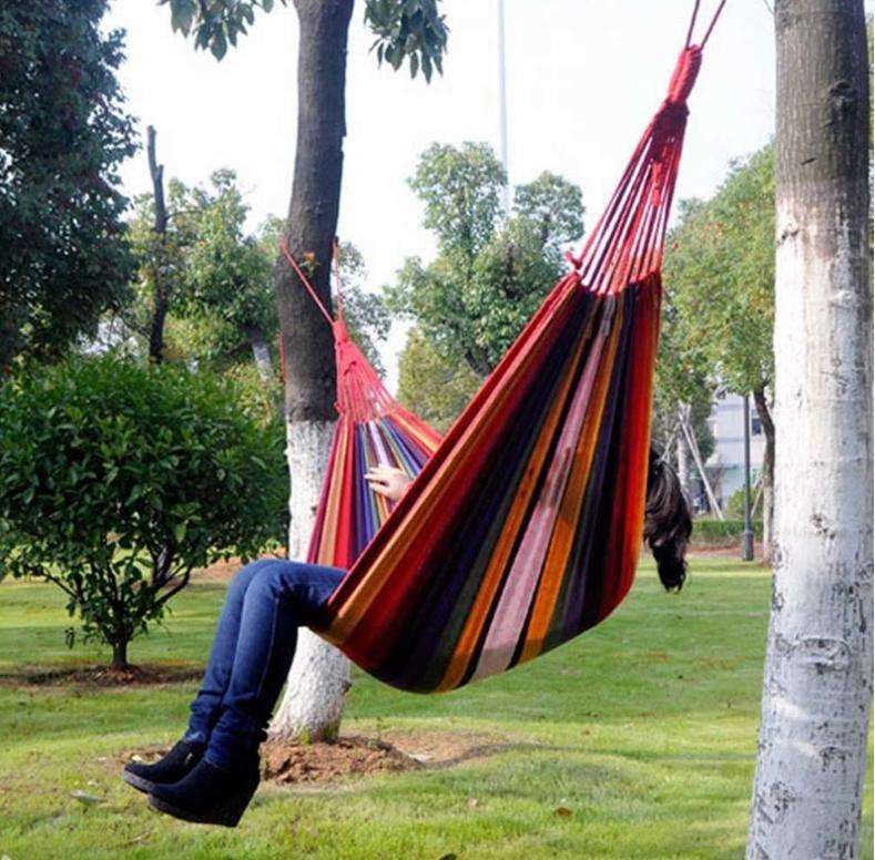Hazlo Comfortable Cotton Folding Hanging Hammock