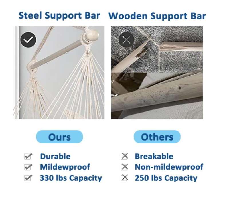 Indoor and Outdoor Removable Support Rod Hammock Chair Swing