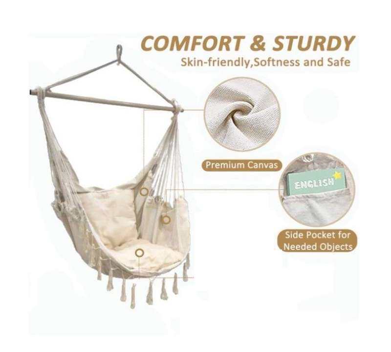 Indoor and Outdoor Removable Support Rod Hammock Chair Swing