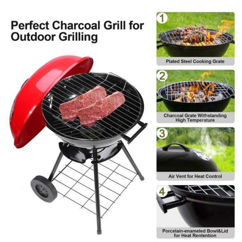 Outdoor Kettle Charcoal Grill BBQ Braai with Wheels