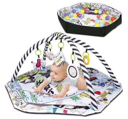 4 in 1 Newborn Baby Activity Gym Play Mat And Ball Pit - Black/White