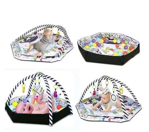 4 in 1 Newborn Baby Activity Gym Play Mat And Ball Pit - Black/White