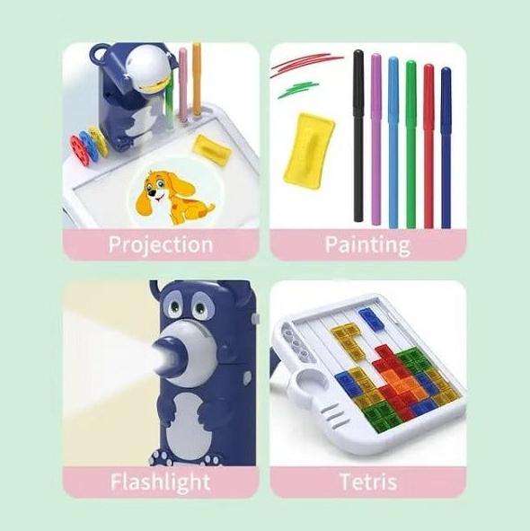 4 In 1 Mini Projector Table Led Drawing Painting Educational Teddy Bear