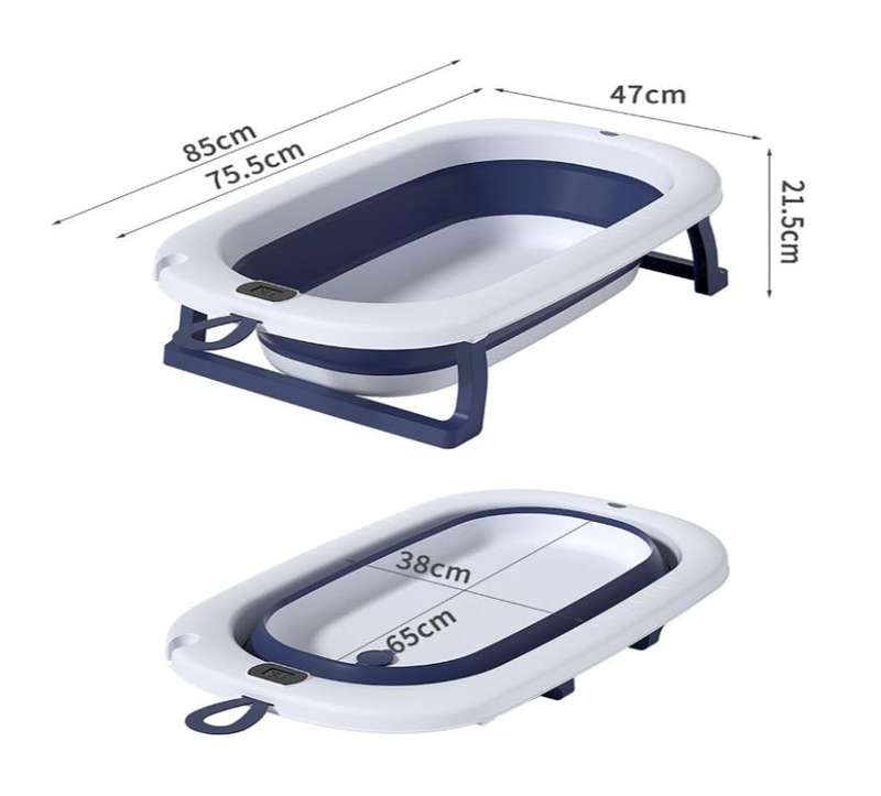 Navy Temperature Sensing Plastic Foldable Infant Bath Tub