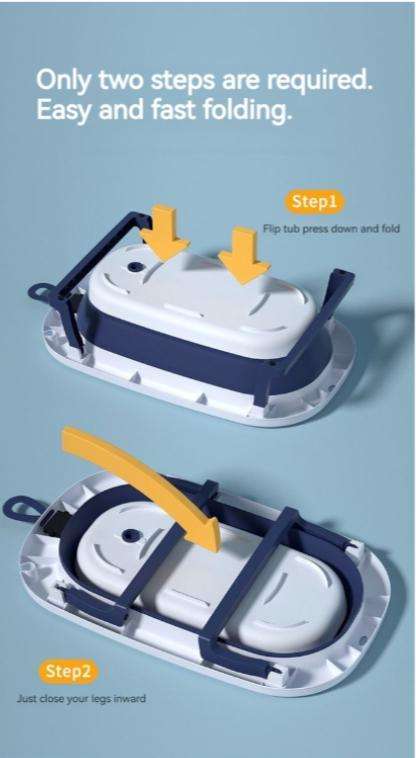 Navy Temperature Sensing Plastic Foldable Infant Bath Tub