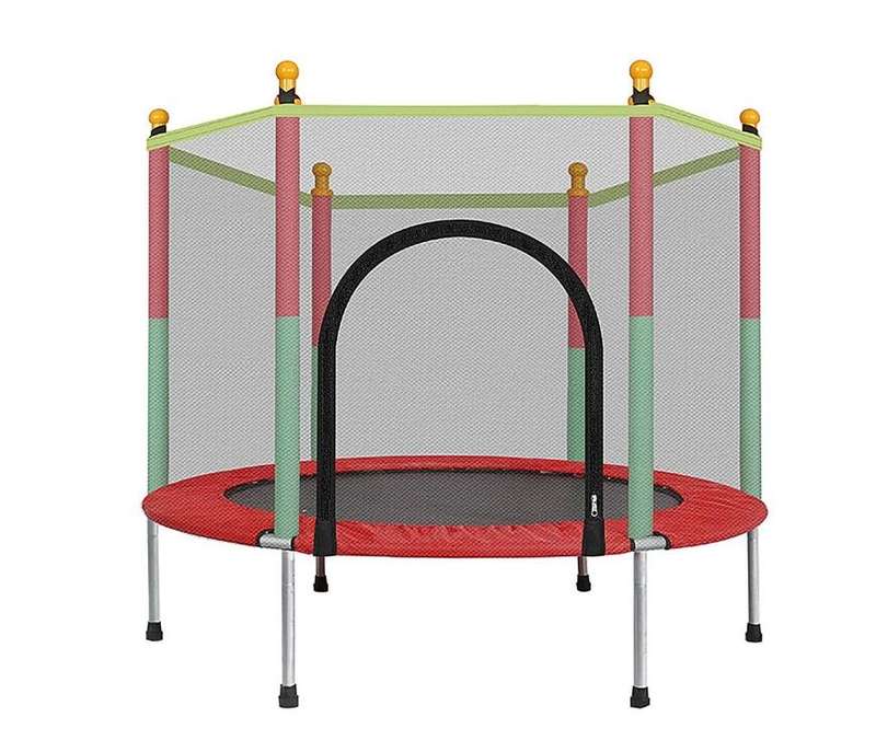 Kids Trampoline with Safety Enclosure Net, Children Jumping Bounce Bed Gifts