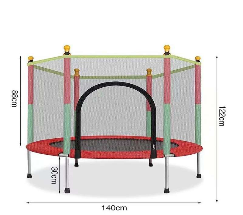 Kids Trampoline with Safety Enclosure Net, Children Jumping Bounce Bed Gifts