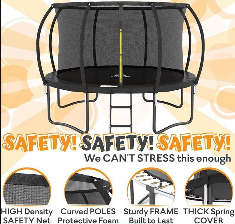 Flexi Muscles - 305cm (10 ft) Trampoline with Enclosure Net and Curved Poles