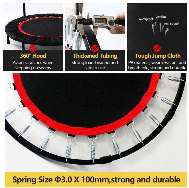 Fitness Trampoline with Adjustable Handlebar - Foldable