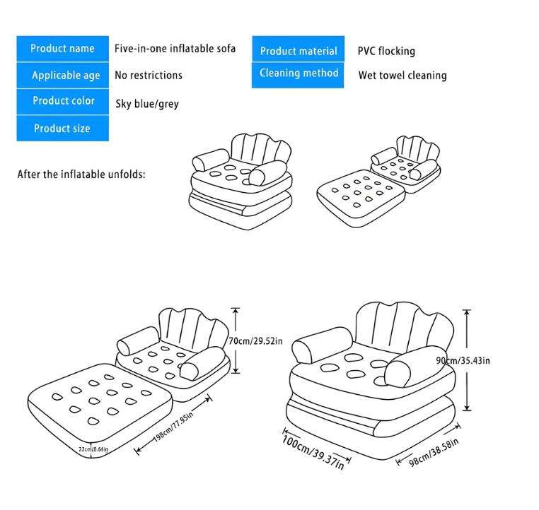 Five-in-one Multifunctional Inflatable Sofa