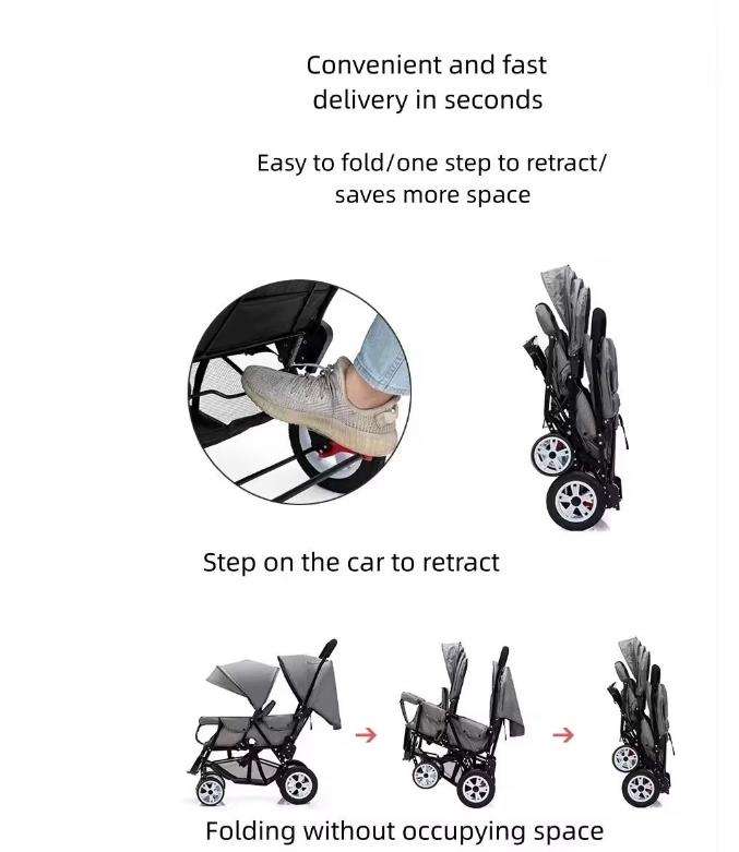 Double Baby Stroller Trolley Car Portable Fold Baby Stroller For Twins