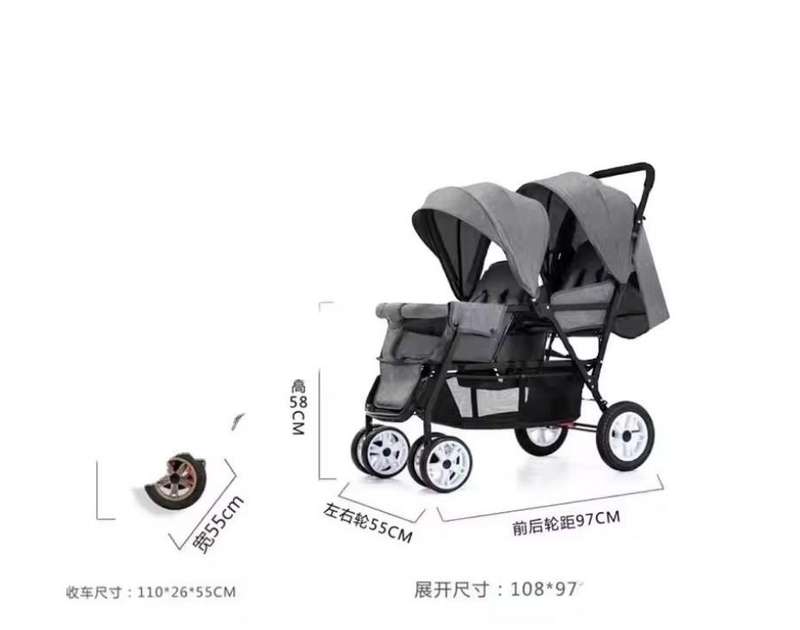 Double Baby Stroller Trolley Car Portable Fold Baby Stroller For Twins