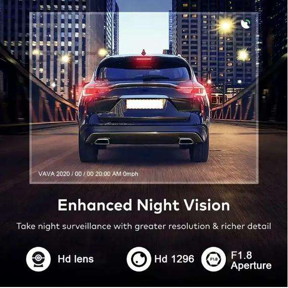 Integrated Dashcam with Front And Interior Cameras Featuring HD 1080P Loop