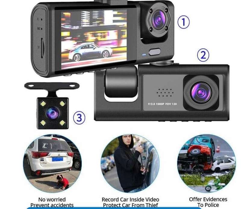 Integrated Dashcam with Front And Interior Cameras Featuring HD 1080P Loop